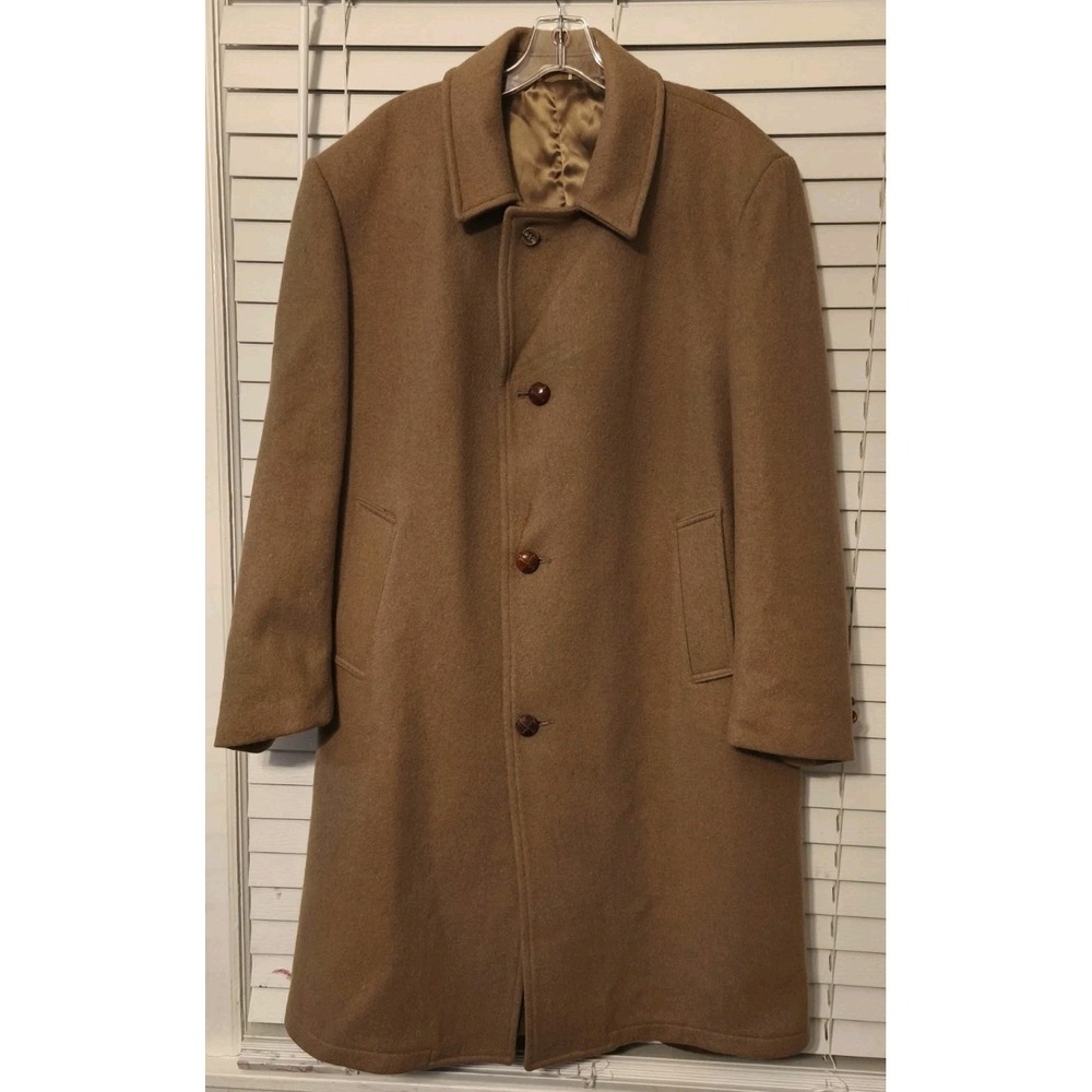 Vintage English Squire Coat Mens 46 Tan Camel? Fur‎ Car Coat Lined Made in USA